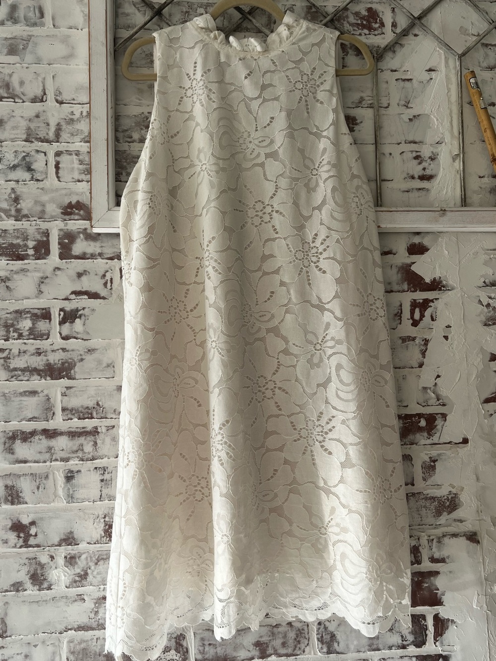 Off White Lace Wedding/ Baptism Sleeveless Mini Dress NWT retails 149$